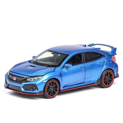 1:32 Scale Honda Civic Type R Model Car Alloy Diecast Toy Vehicle Kids Gift Blue - Image 1 of 4