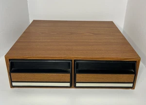 VTG Wood Grain VHS Storage 24 VCR VHS Cassette Tapes Slide Plastic Drawers - Picture 1 of 5