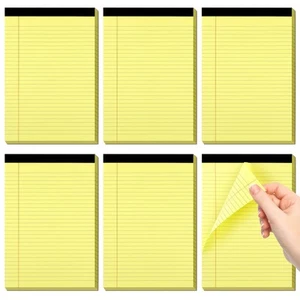 Legal Pads 5" X 8", 6 Pack Yellow Note Pads,College Ruled Yellow Lined Paper Pad - Picture 1 of 7