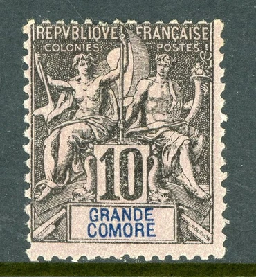 France Colonies 1897 Grande Comore 10¢ Black Scott #5 Mint O489 - Image 1 of 4