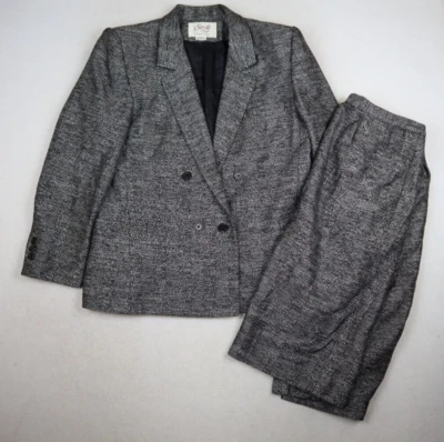 TRAJE FALDA ESPIGA BLANCO Y NEGRO VINTAGE PARA MUJER - SAVILLE - TALLA 12P Foto 1 de 4