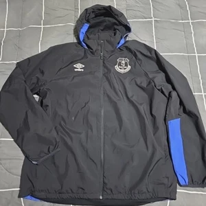 Umbro Men's Black Waterproof Jacket - Everton - With Hood - Size XXL - Foto 1 di 10