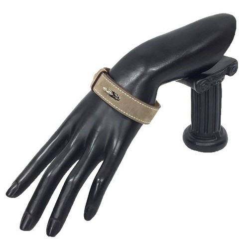 HERMÈS Bracciale HERMES Panache Testa di Cavallo Etoupe Grigio Pelle Scamosciata Argento T4