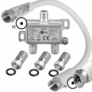 Vorrang Schalter Umschalter Master Slave LNB an 2 SAT Receiver Kabel Adapter UHD - Bild 1 von 11
