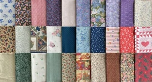 30 @ $0.60 VINTAGE Fat /Long Quarter Bundle Fabric Floral Paisley Calico Stripe - Picture 1 of 8