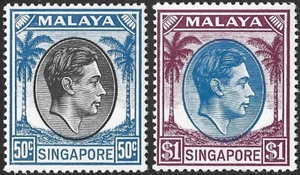 Singapore 1948-52 KGVI Part Set 50c & $1 Values SG.27/28 Mint (Hinged) Cat:£25+ - Picture 1 of 2