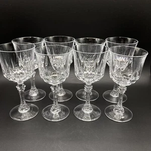 8 Set Cristal D'Arques-Durand France Avignon Pattern Clear Wine Glasses 6 1/4" H - Picture 1 of 7