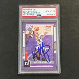 2015-16 Donruss Basketball #182 Kosta Koufos signed Card Auto 10 PSA Slabbed Kin - Picture 1 of 2