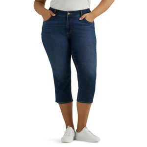 Lee Midrise Capri Regular Fit Stretch Denim Women's Plus Size 24W & 26W Blue - Picture 1 of 10