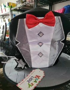 Krazzy Lidz Mütze Weihnachten Silvester Baumspitze Tischplatte Smoking schwarz 16" x 10"  - Bild 1 von 3