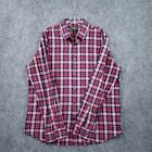 Express Dress Shirt Mens Xl 17-17.5 Button-Up Red Modern Fit Plaid Long Sleeves
