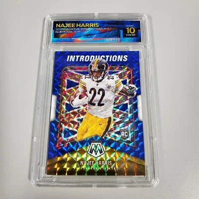 2021 Mosaic Najee Harris Introductions Blue Prizm RC 76/99 Graded Gem MINT 10 - Image 1 of 4