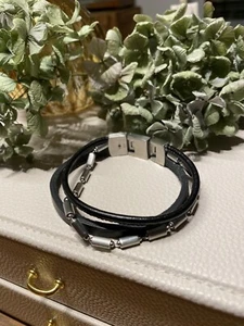 Herren Armband Fossil Leder Stahl 3 Stränge - Bild 1 von 8