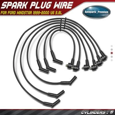 New Set of 6 Spark Plug Wire Sets for Ford Windstar 1999-2000 V6 3.8L Petrol OHV - Image 1 of 4