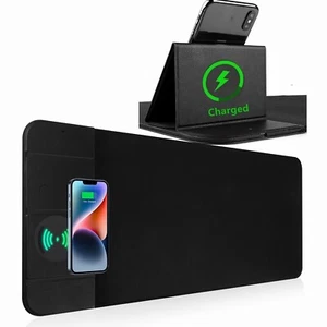 Wireless Charging Mouse Pad 15W Fast Charging with Foldable Phone Holder Gami... - Picture 1 of 9