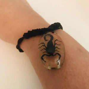Lucite BLACK SCORPION Black Corded Adjustable Bracelet J6365 - Picture 1 of 7