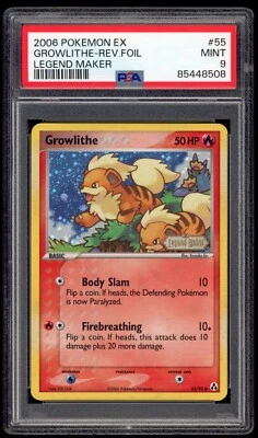 2006 PSA 9 Mint Growlithe Reverse Holo EX Legend Maker Pokemon Card 55/92 - Image 1 of 2