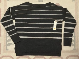 NWT C &C California Merino Wool Blend Gray Striped Sweater - S - Picture 1 of 6