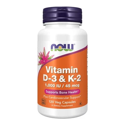 NOW FOODS Vitamin D-3 & K-2 1,000IU 120 vcapsule - Immagine 1 di 2