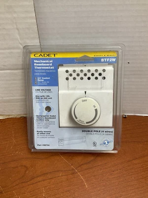Cadet 08734 White Double-Pole Built-In Thermostat Baseboard BTF2W - Image 1 of 2