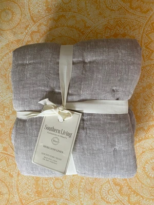 Nuevo con etiquetas Southern Living Heirloom lino acolchado farsa euro gris Foto 1 de 4