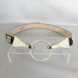 Cinturón WILDFIRE Cuero Negro Cristal Swarovski Show Talla S/30 Rodeo Vaquera Bling - Imagen 1 de 20