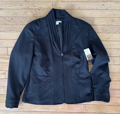 Jaqueta Blazer Ponte Preta Xale Gola Zíper 12 Coldwater Creek Tamanho 129,99 Novo com etiquetas - Imagem 1 de 3