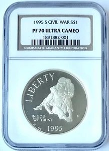 1995 S $1 Civil War Silver Dollar NGC PF 70 Ultra Cameo - Picture 1 of 2