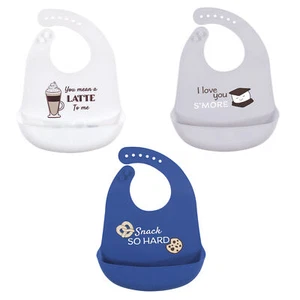 Hudson Baby Infant Boy Silicone Bibs 3pk, You Mean A Latte, One Size - Picture 1 of 2