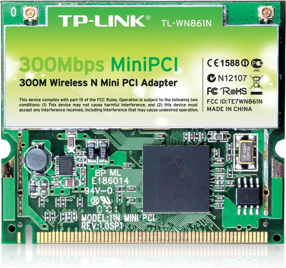 TP-LINK WIRELESS N MINI PCI ADAPTER ATHEROS 2T2R 2.4GHZ - Immagine 1 di 1
