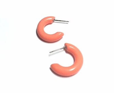 Coral Tiny Secretary Hoop Earrings - Image 1 of 4
