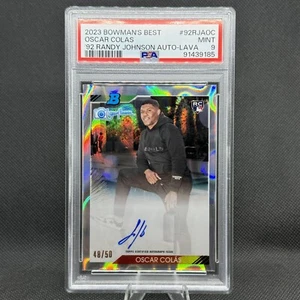 OSCAR COLAS 2023 Bowman's Best '92 Randy Johnson Auto LAVA Refractor 48/50 PSA 9 - Imagen 1 de 2