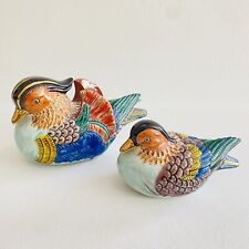 Vintage Andrea by Sadek Ceramic Hand Painted Gold Trim Mandarin Ducks Pair