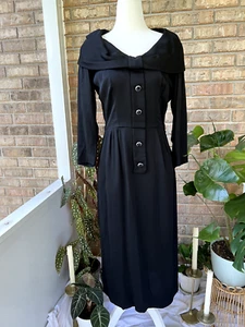 Vintage 40er Jahre Abend Cocktail Kleid Strass Knöpfe Pin Up Rockabilly - Bild 1 von 15