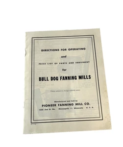 Folleto direcciones Pioneer Fanning Mill Co Bull Dog Fanning Mills Minneapolis - Imagen 1 de 5