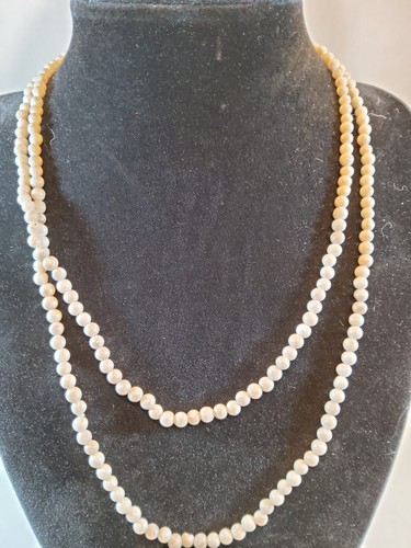 OFF WHITE "Collana Vintage Howlite Bianca Cremosa Con Venature 2mm Lunga 34"