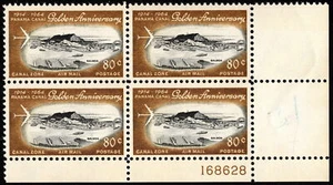 Canal Zone - 1964 - 80 Cents Olive Bister & Black Jet Airmail Plate Block # C41 - Picture 1 of 1