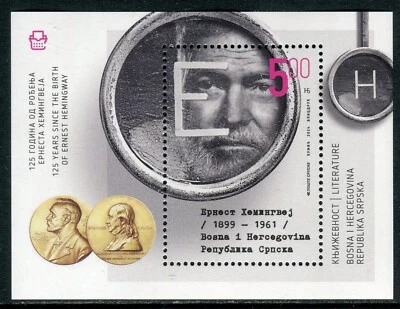 BOSNIA SERBIA(402) - Ernest Hemingway - Writer - MNH Souvenir Sheet - 2024 - Image 1 of 2