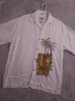Camisa Bamboo Cay Para Hombres Grande Bordada Campamento Hawaiano Cuello Lazo Palma L LEER Foto 1 de 4