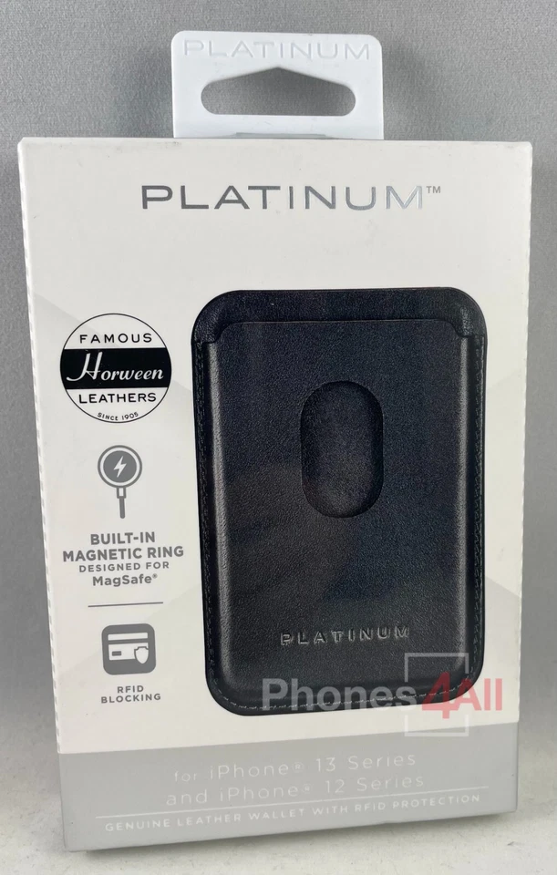 Platinum Horween Leather RFID Wallet for iPhone Series 12 & 13 Pro & Pro Ma