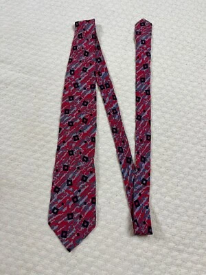 Corbata abstracta geométrica de seda Carlo Palazzi hecha a mano en Italia 3,5" W 58" L Foto 1 de 4