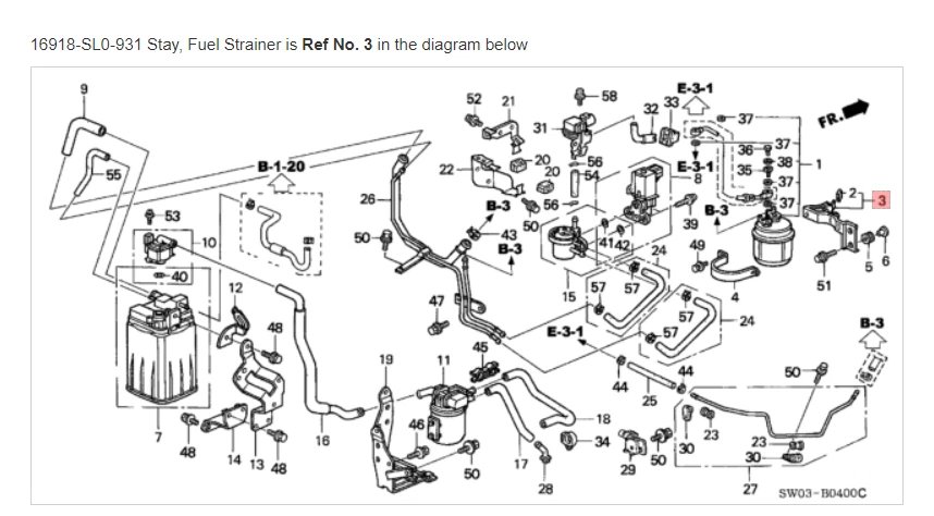 HONDA ACURA GENUINO OEM NSX Stay, filtro de combustible filtro de combustible ☆ 16918-SL0-931 Foto 1 de 1