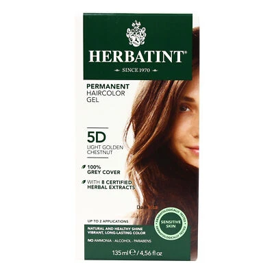 Gel de color de cabello herbal permanente Herbatint 5D castaño dorado claro 4,56 onzas Foto 1 de 3