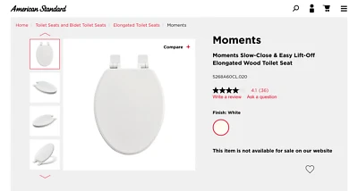 American Standard Moments elongated, wood, slowclose toilet seat, open box, new - Image 1 of 4