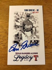 Tom Grieve Signed Texas Rangers Promo Legacy Photo Card Auto IP