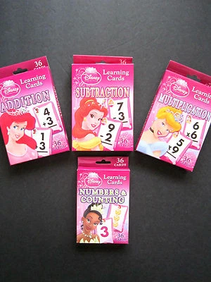 CONJUNTOS DE TARJETAS DE APRENDIZAJE DISNEY PRINCESS RESTA, ADICIÓN, MULTIPLICACIÓN, CONTEO NUEVO Foto 1 de 4