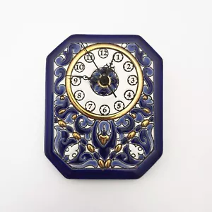 CERCOLON Wanduhr Keramik Goldrand Achteck Pintado a mano Spanien Vintage - Bild 1 von 8