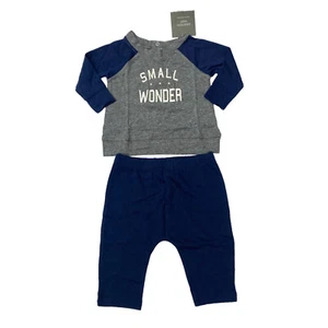 Grayson Mini Baby Boy Size 3-6M Top & Pants 2 PC Set Outfit 'Small Wonder' Gray - Picture 1 of 5