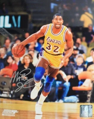 Magic Johnson Lakers HOF Signed Autographed 8x10 Basketball Action Photo JSA COA - Image 1 of 4