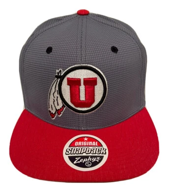 Zephyr NCAA Utah Utes "Gridded” Flat Bill SnapBack Hat BRAND NEW WITH TAGS - Image 1 of 4